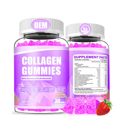 chất lượng Da tóc móng tay hương vị dâu tây Collagen hỗ trợ kẹo cao su với Biotin Sea Moss nhà máy sản xuất